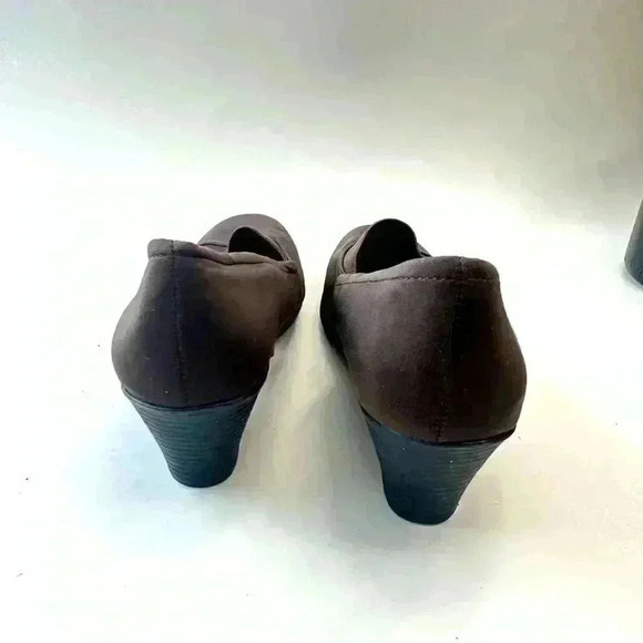 George Heels Womens 6 Comfort Start Loafers Pumps Wedge Black Fabric Slip On - Picture 5 of 9